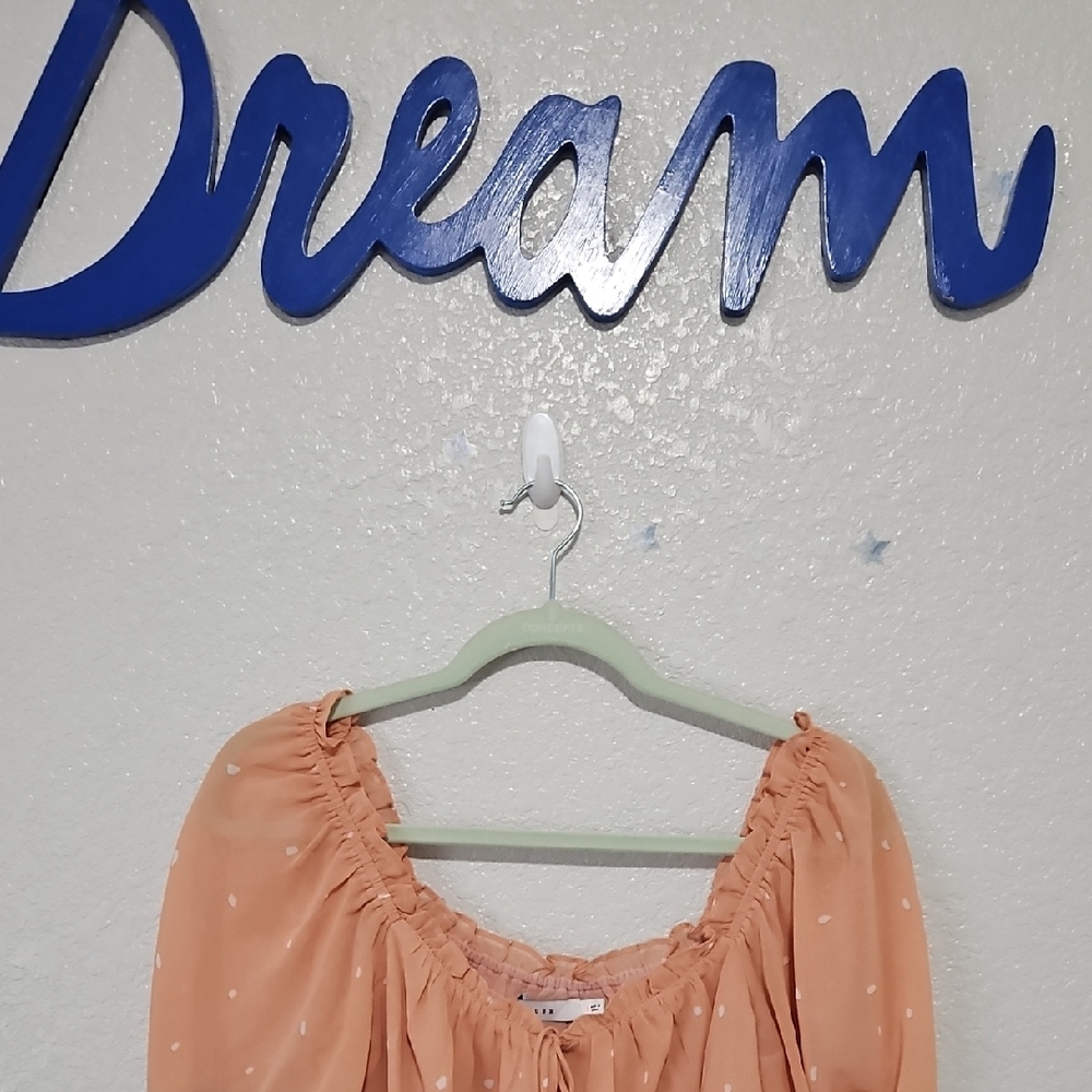 Lush Apricot Polka Dot Blouse